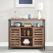 Floor Standing Cabinet – Wood – Greige and Black – Cupboard with Shelves and Louvred Doors