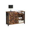 Storage Cabinet – Engineered Wood – Rustic Brown and Black – Industrial Style with Adjustable Shelves