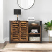 Storage Cabinet – Engineered Wood – Rustic Brown and Black – Industrial Style with Adjustable Shelves