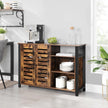 Storage Cabinet – Engineered Wood – Rustic Brown and Black – Industrial Style with Adjustable Shelves