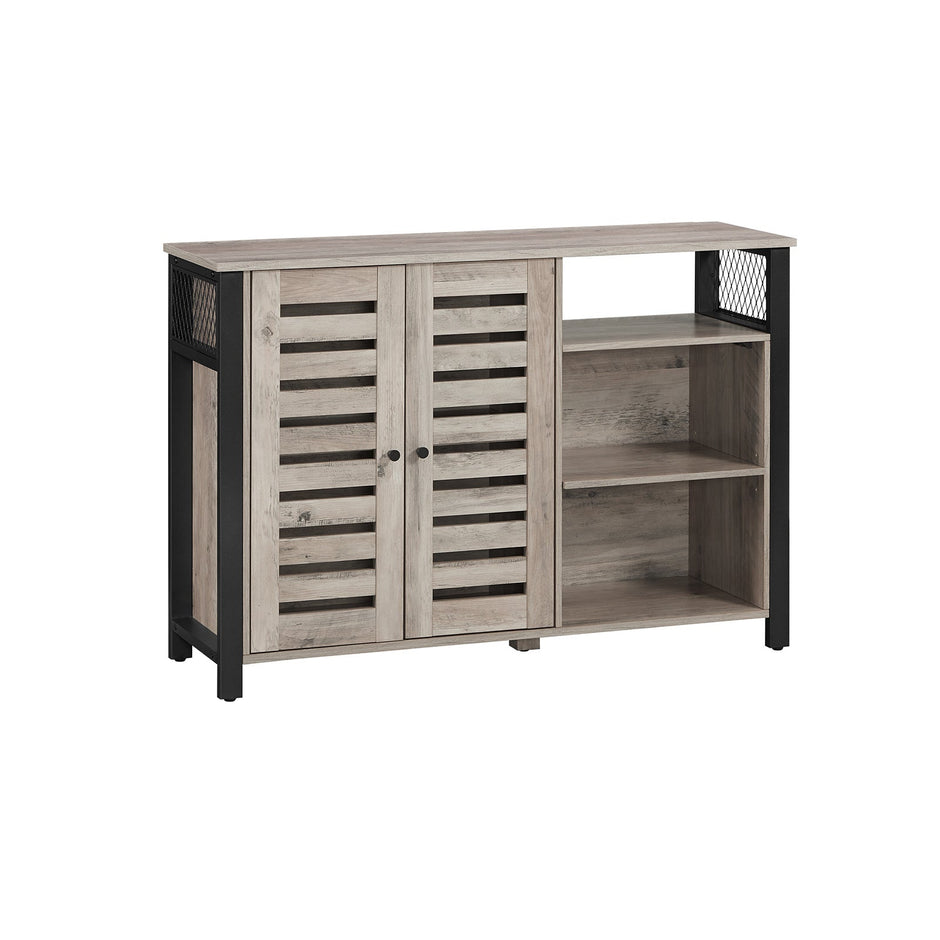 Sideboard – Wood – Greige – Industrial Style with Adjustable Shelves and Dual Doors