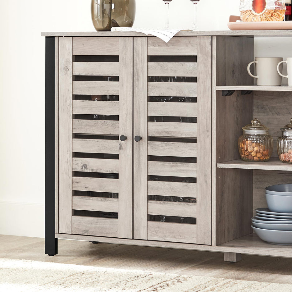 Sideboard – Wood – Greige – Industrial Style with Adjustable Shelves and Dual Doors