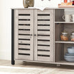 Sideboard – Wood – Greige – Industrial Style with Adjustable Shelves and Dual Doors