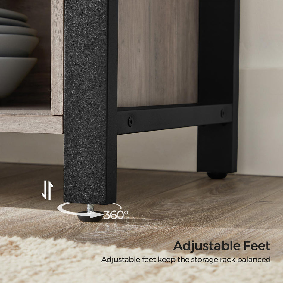 Sideboard – Wood – Greige – Industrial Style with Adjustable Shelves and Dual Doors