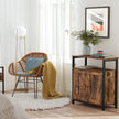 Storage Cabinet – Steel – Rustic Brown and Black – Industrial Style with Adjustable Shelves and Slat Door
