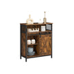 Storage Cabinet – Wood – Rustic Brown and Black – Sliding Barn Door with Adjustable Shelf