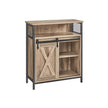 Kitchen Cupboard – Engineered Wood – Rustic Brown and Black – Sliding Barn Door with Adjustable Shelf