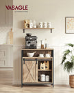 Kitchen Cupboard – Engineered Wood – Rustic Brown and Black – Sliding Barn Door with Adjustable Shelf