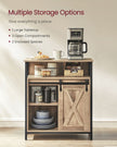 Kitchen Cupboard – Engineered Wood – Rustic Brown and Black – Sliding Barn Door with Adjustable Shelf