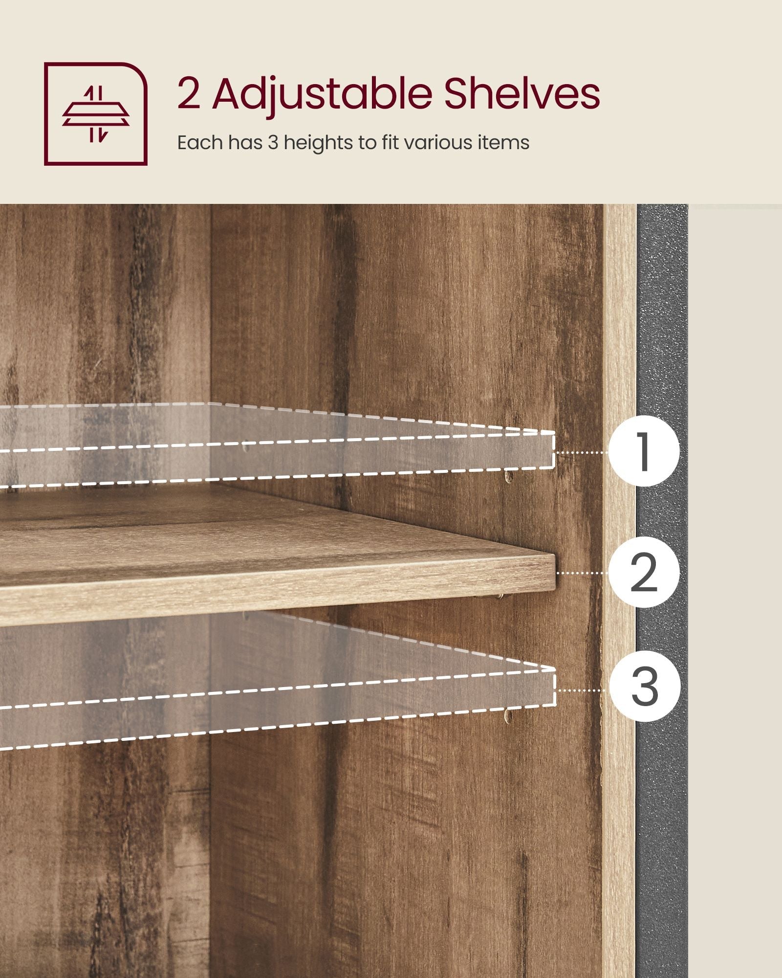 Kitchen Cupboard – Engineered Wood – Rustic Brown and Black – Sliding Barn Door with Adjustable Shelf