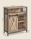 Kitchen Cupboard – Engineered Wood – Rustic Brown and Black – Sliding Barn Door with Adjustable Shelf