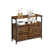 Floor Cabinet – Steel Frame – Rustic Brown and Black – Industrial Style with Sliding Doors