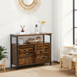 Floor Cabinet – Steel Frame – Rustic Brown and Black – Industrial Style with Sliding Doors