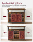 Industrial Dining Sideboard – Wood and Metal – Rustic Brown and Black – Adjustable Shelf with Sliding Barn Doors