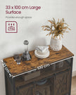 Industrial Dining Sideboard – Wood and Metal – Rustic Brown and Black – Adjustable Shelf with Sliding Barn Doors
