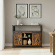 Buffet Cabinet – Wood – Rustic Brown and Black – Sliding Barn Doors and Adjustable Shelves