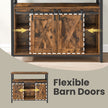 Buffet Cabinet – Wood – Rustic Brown and Black – Sliding Barn Doors and Adjustable Shelves