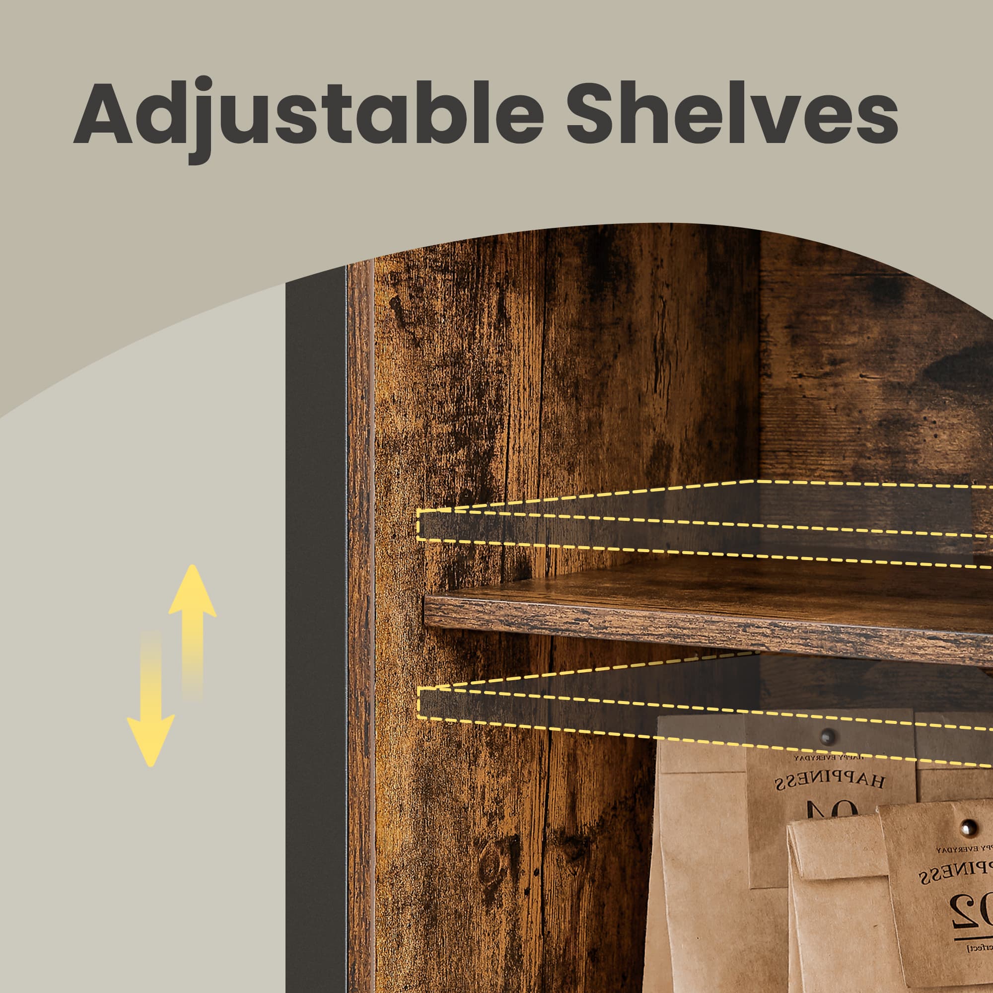 Buffet Cabinet – Wood – Rustic Brown and Black – Sliding Barn Doors and Adjustable Shelves