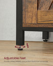 Industrial Dining Sideboard – Wood and Metal – Rustic Brown and Black – Adjustable Shelf with Sliding Barn Doors