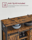 Industrial Dining Sideboard – Wood and Metal – Rustic Brown and Black – Adjustable Shelf with Sliding Barn Doors
