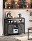 Sliding Barn Door Sideboard – Wood – Stone Grey & Ink Black – Adjustable Shelves, Industrial Style