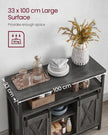 Sliding Barn Door Sideboard – Wood – Stone Grey & Ink Black – Adjustable Shelves, Industrial Style
