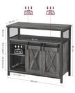Sliding Barn Door Sideboard – Wood – Stone Grey & Ink Black – Adjustable Shelves, Industrial Style