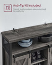 Sliding Barn Door Sideboard – Wood – Stone Grey & Ink Black – Adjustable Shelves, Industrial Style