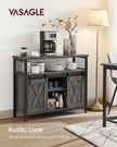 Sliding Barn Door Sideboard – Wood – Stone Grey & Ink Black – Adjustable Shelves, Industrial Style