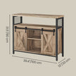 Buffet Cabinet – Wood – Camel Brown and Black – Adjustable Shelves with Sliding Barn Doors