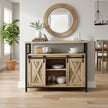 Buffet Cabinet – Wood – Camel Brown and Black – Adjustable Shelves with Sliding Barn Doors
