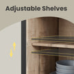 Buffet Cabinet – Wood – Camel Brown and Black – Adjustable Shelves with Sliding Barn Doors