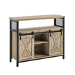 Sideboard – Wood – Turquoise, Brown, and Ink Black – Adjustable Shelf with Sliding Barn Doors