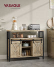 Sideboard – Wood – Turquoise, Brown, and Ink Black – Adjustable Shelf with Sliding Barn Doors