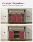 Sideboard – Wood – Turquoise, Brown, and Ink Black – Adjustable Shelf with Sliding Barn Doors