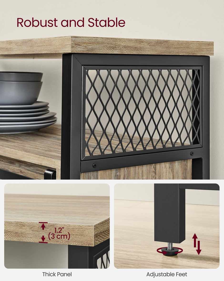 Sideboard – Wood – Turquoise, Brown, and Ink Black – Adjustable Shelf with Sliding Barn Doors