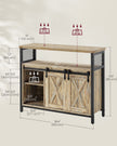 Sideboard – Wood – Turquoise, Brown, and Ink Black – Adjustable Shelf with Sliding Barn Doors