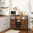 Storage Cabinet – Wood – Rustic Brown and Black – Multi-Functional with Wine Holder