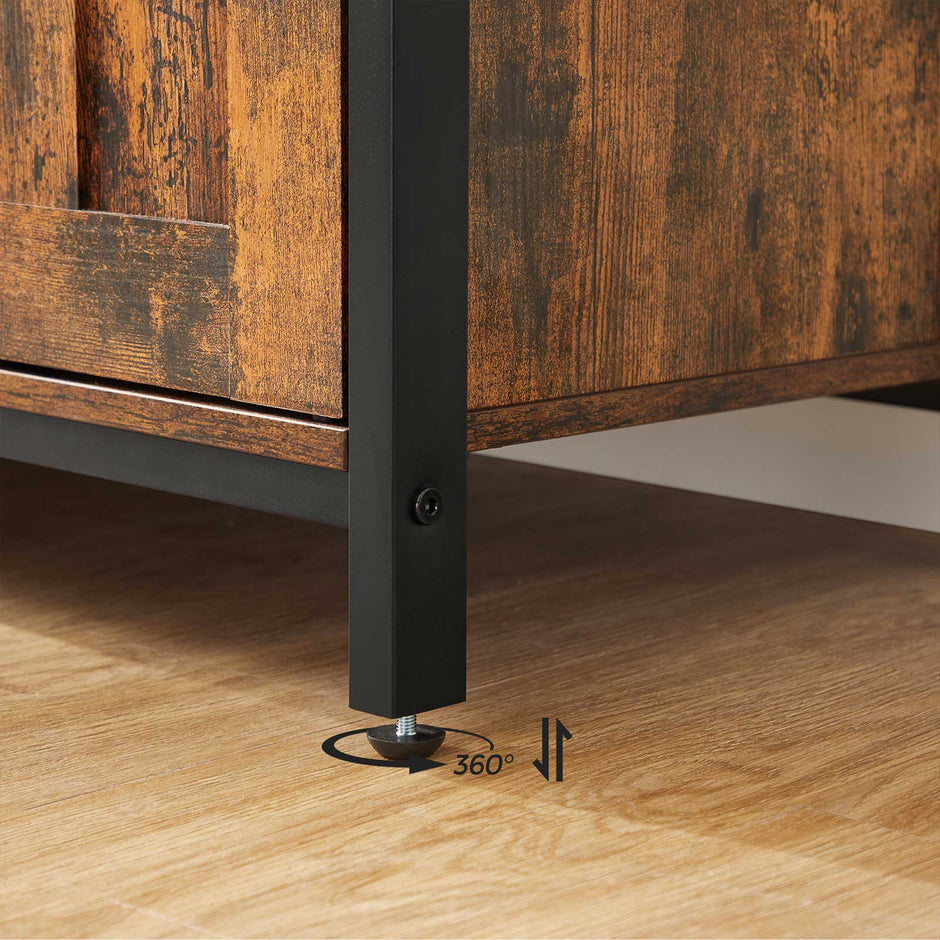 Storage Cabinet – Wood – Rustic Brown and Black – Multi-Functional with Wine Holder