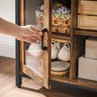 Sideboard – Wood and Glass – Rustic Brown and Black – Industrial Style with Adjustable Shelves