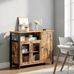Sideboard – Wood and Metal – Rustic Brown and Black – 3-Door Storage Cabinet