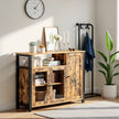 Sideboard – Wood and Metal – Rustic Brown and Black – 3-Door Storage Cabinet