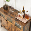 Sideboard – Glass, Steel Frame – Rustic Brown and Black – Industrial Style Storage Cabinet