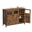 Sideboard – Glass, Steel Frame – Rustic Brown and Black – Industrial Style Storage Cabinet