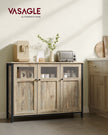 Sideboard – Steel – Rustic Brown and Ink Black – Glass Doors and Industrial Style