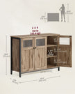 Sideboard – Steel – Rustic Brown and Black – Industrial Style with Glass Doors