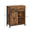 Industrial Storage Sideboard – Wood – Rustic Brown and Black – Freestanding with Sliding Barn Door and Drawer