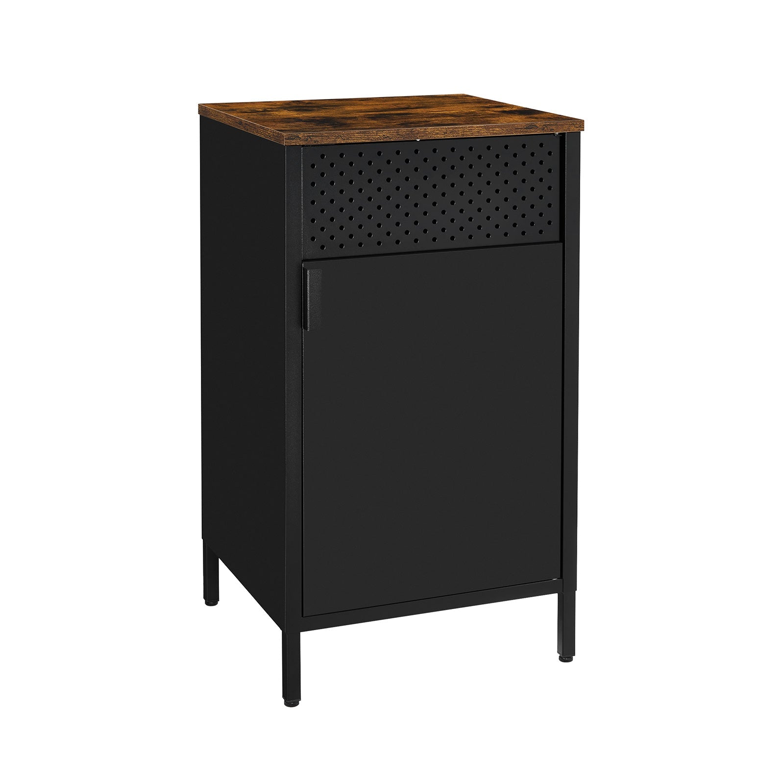 Storage Cabinet – Steel Frame – Rustic Brown and Black – Adjustable Shelf, Industrial Style