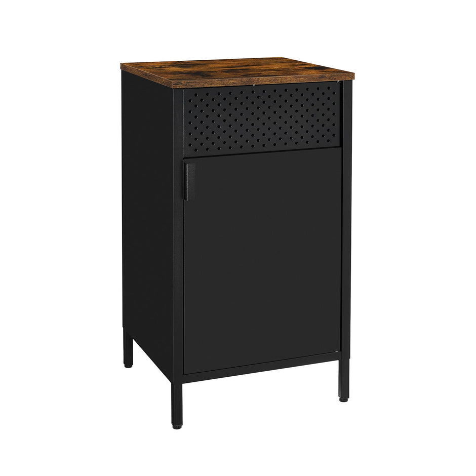 Storage Cabinet – Steel Frame – Rustic Brown and Black – Adjustable Shelf, Industrial Style