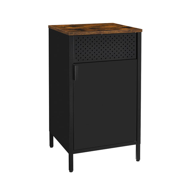 Storage Cabinet – Steel Frame – Rustic Brown and Black – Adjustable Shelf, Industrial Style